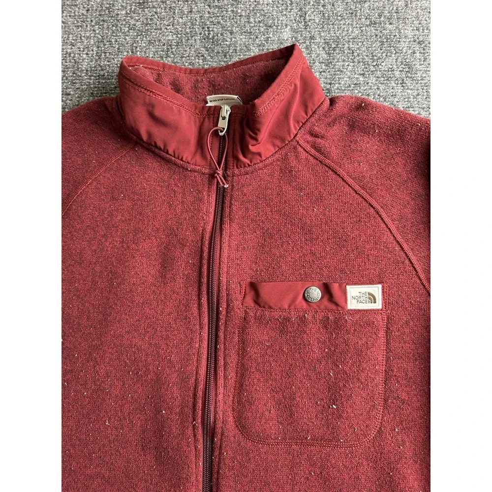 Mens The North Face Full Zip Sweatshirt Burgundy, Size M